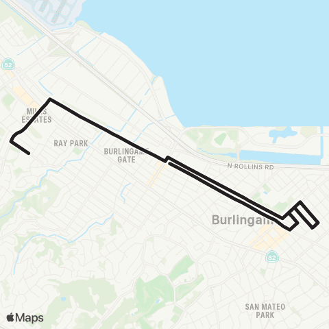 SamTrans School Routes Burlingame School - Carolan map