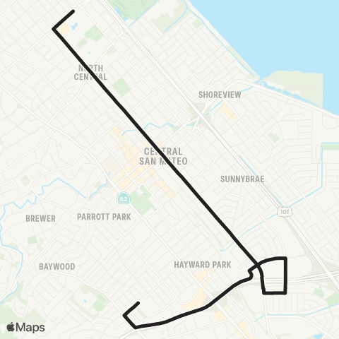 SamTrans School Routes Peninsula / Humboldt - Borel MS map