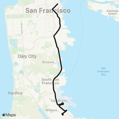 SamTrans SF TC - San Francisco International map