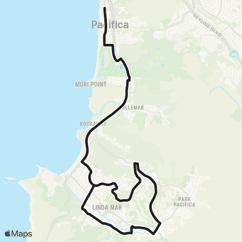 SamTrans School Routes Lacy School - Linda Mar Park & Ride map