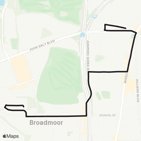 SamTrans School Routes Los Olivos / SB - Ben Franklin Sch map