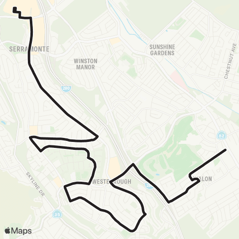 SamTrans School Routes Serramonte Center - South City High map