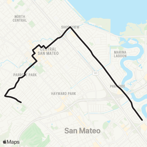 SamTrans School Routes Hillsdale / Norfolk - Aragon High map