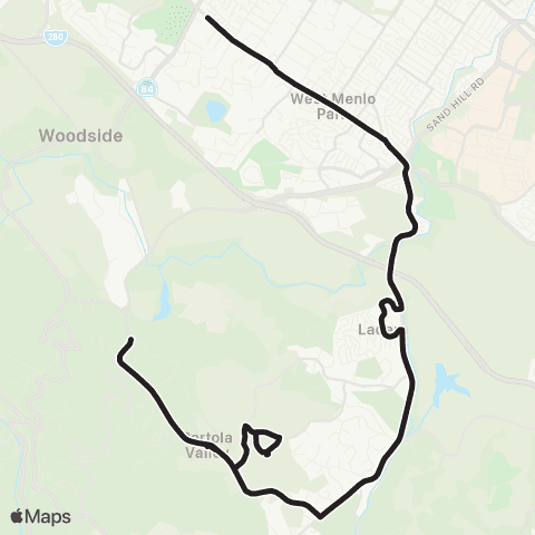 SamTrans School Routes Woodside High - Portola Valley map
