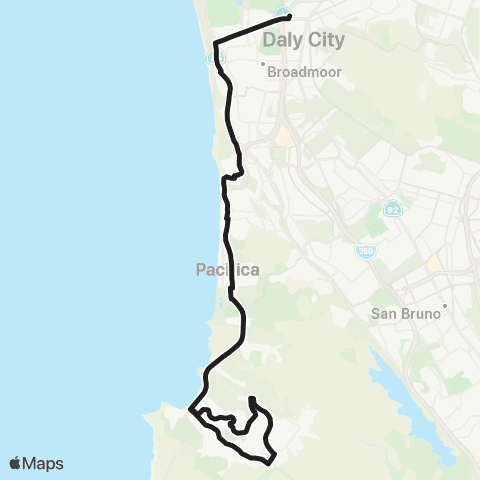 SamTrans School Routes Daly City BART - Terra Nova HS map