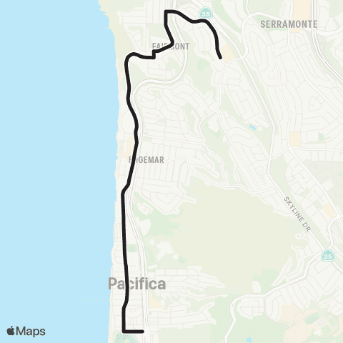 SamTrans School Routes Pacifica School - Fairmont Shopping Ctr map