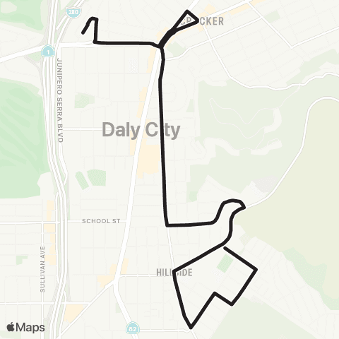 SamTrans School Routes Daly City BART - Thomas R Pollicita MS map