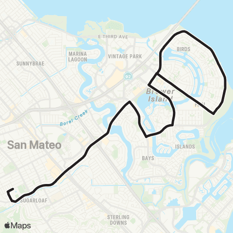 SamTrans School Routes Foster City - Hillsdale HS map