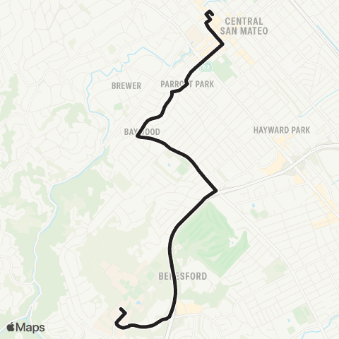 SamTrans Coll of San Mateo - Downtown San Mateo map