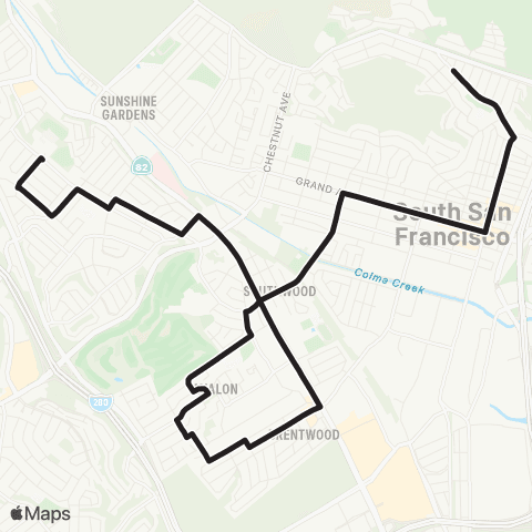 SamTrans School Routes Hillside / Grove - Alta Loma School map