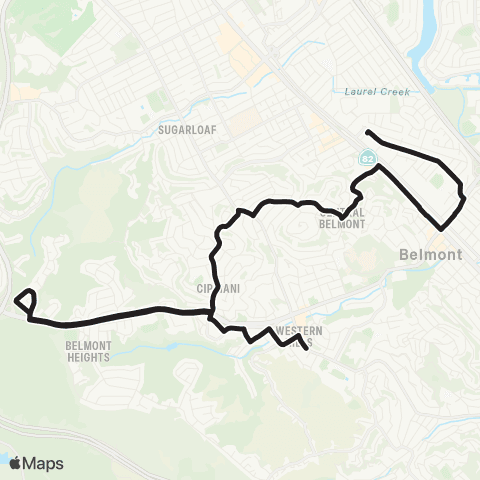 SamTrans School Routes Hillsdale - Alameda & Ralston map