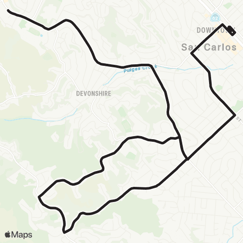 SamTrans School Routes San Carlos Caltrain - Alameda / Ralston map