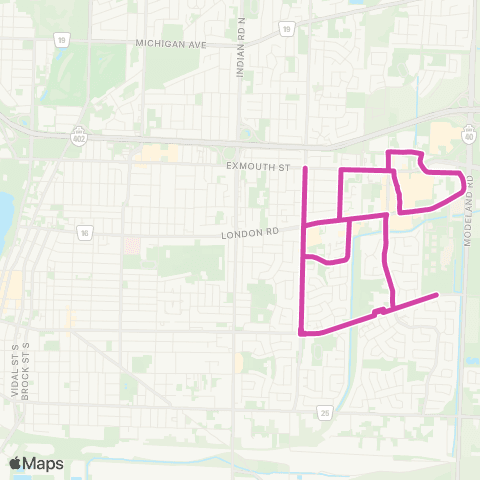 Sarnia Transit 1 Exmouth map