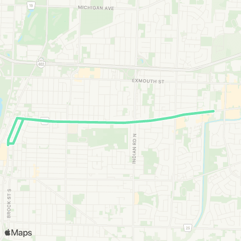 Sarnia Transit London Road Express map