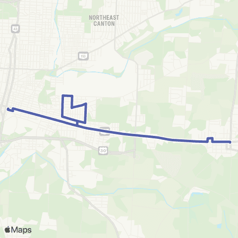SARTA Downtown Canton - East Canton map