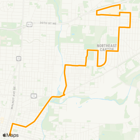 SARTA Harmont Walmart - Downtown Canton map