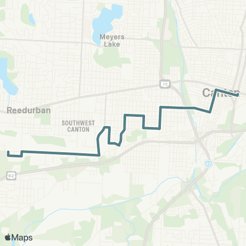 SARTA Downtown Canton - Southway Ind map