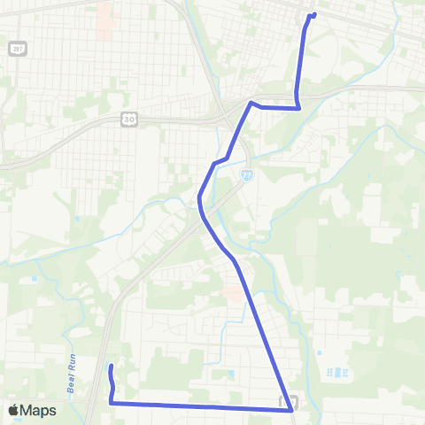 SARTA Southgate-Downtown Canton map