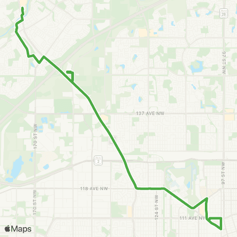 St. Albert Transit Kingsway Tc Via Nait map