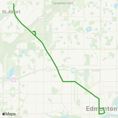 St. Albert Transit Downtown Edmonton Express map