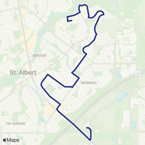 St. Albert Transit Sturgeon - Kingswood - Woodlands map