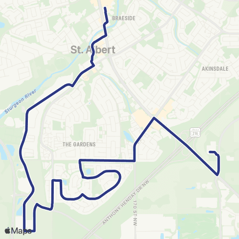 St. Albert Transit Heritage Lakes - Riel map