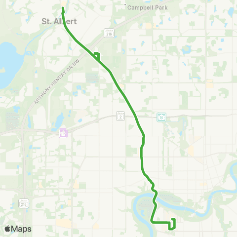 St. Albert Transit Uofa Express map