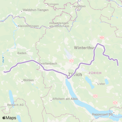 SBB CFF FFS Lenzburg - Seuzach map