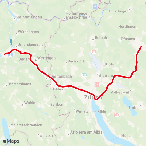 SBB CFF FFS Brugg AG - Schaffhausen map