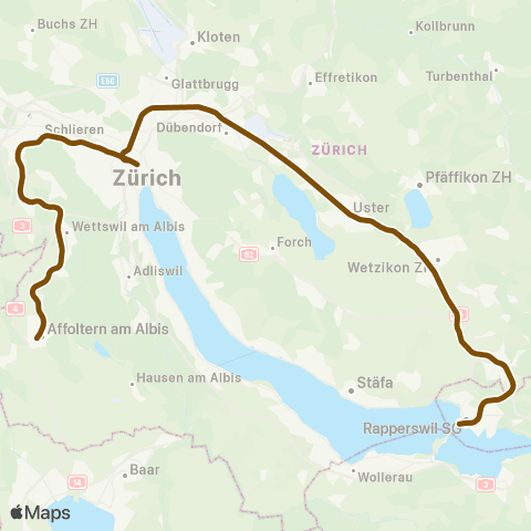 SBB CFF FFS Hinwil - Affoltern am Albis map