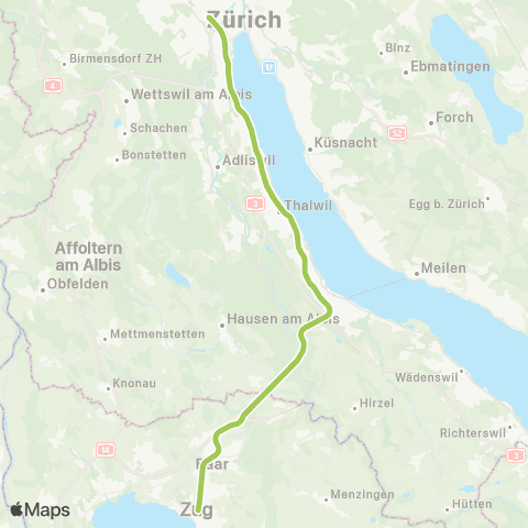 SBB CFF FFS Winterthur - Zürich HB map