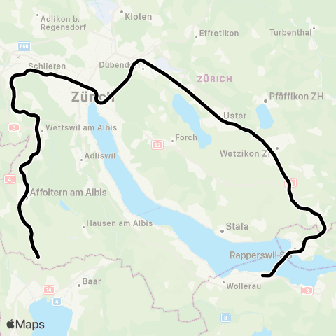 SBB CFF FFS Knonau - Pfäffikon SZ map