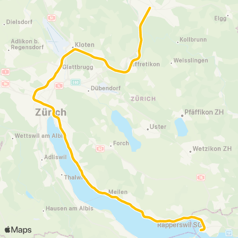 SBB CFF FFS Rapperswil SG - Winterthur map