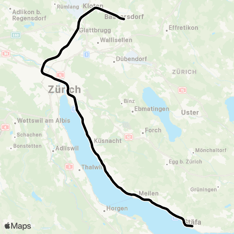 SBB CFF FFS Stäfa - Bassersdorf map