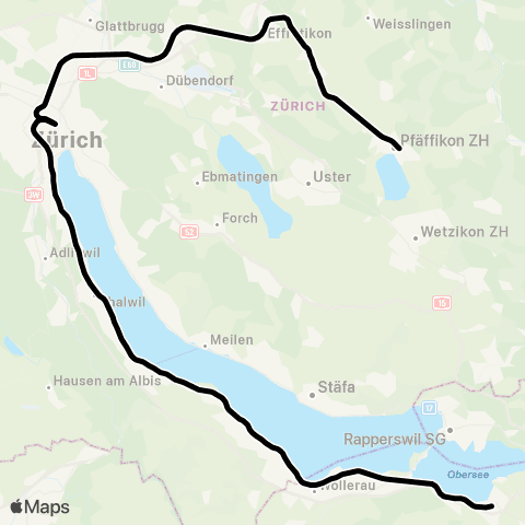 SBB CFF FFS Pfäffikon ZH - Lachen SZ map