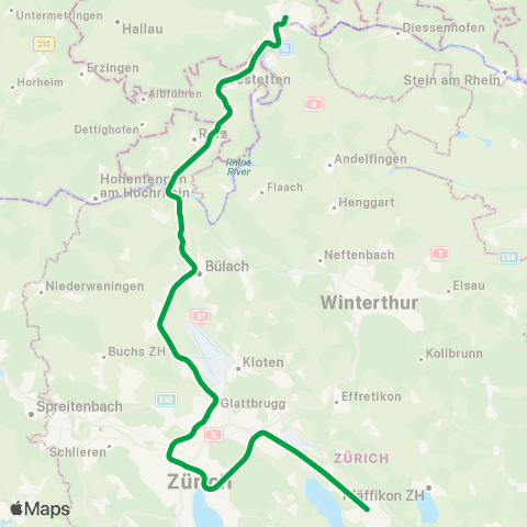 SBB CFF FFS Uster - Schaffhausen map
