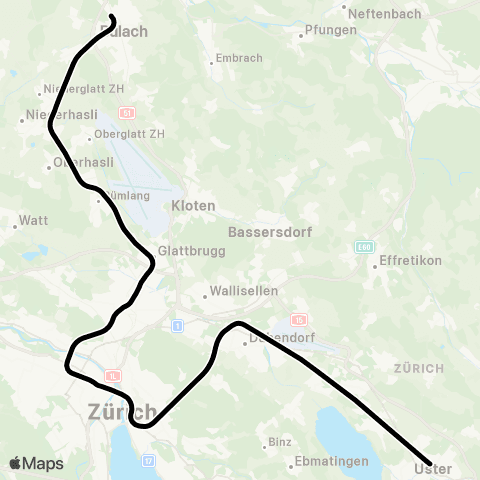 SBB CFF FFS Uster - Bülach map