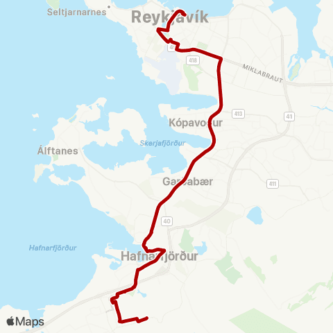 Strætó Skúlagata - Hfj. Skarðshlíð map
