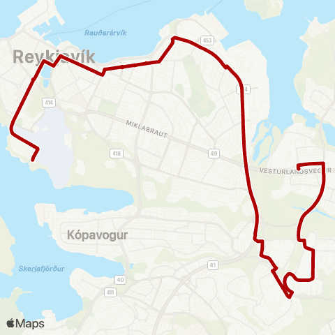 Strætó Skerjafjörður - Ártún map