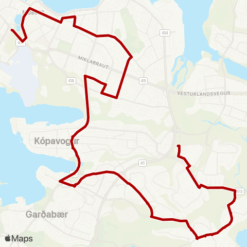 Strætó Háskóli Íslands - Mjódd map