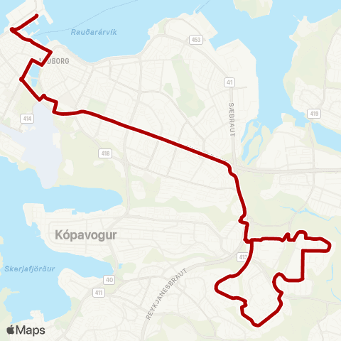 Strætó Grandi - Mjódd map