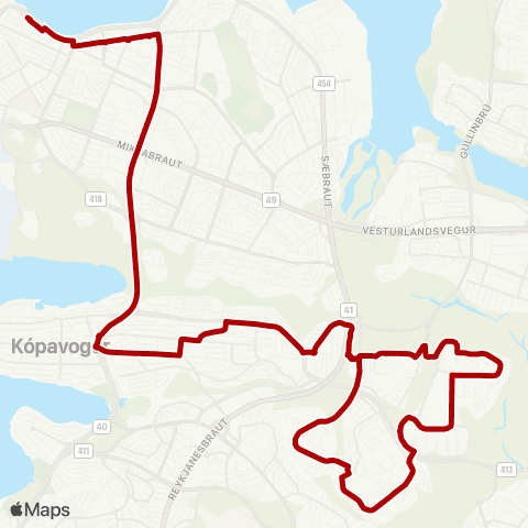 Strætó Skúlagata - Mjódd map