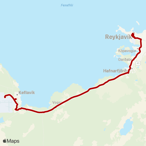 Strætó KEF – Airport - Reykjavík map