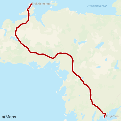 Strætó Stykkishólmur - Borgarnes map