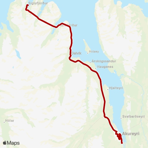 Strætó Siglufjörður - Akureyri map