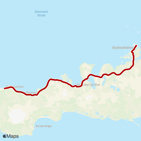 Strætó Hellissandur - Stykkishólmur map