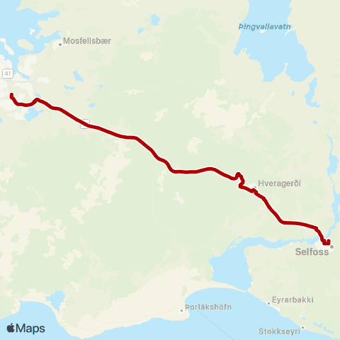 Strætó Selfoss / Vík / Höfn - Reykjavík map