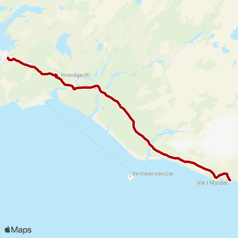 Strætó Reykjavík - Landeyjahöfn map