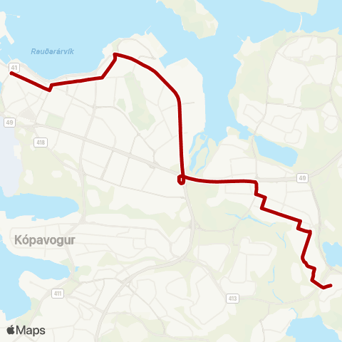Strætó Lækjartorg B - Norðlingaholt map