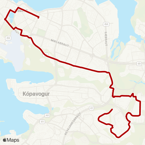 Strætó Laugavegur - Breiðholt map